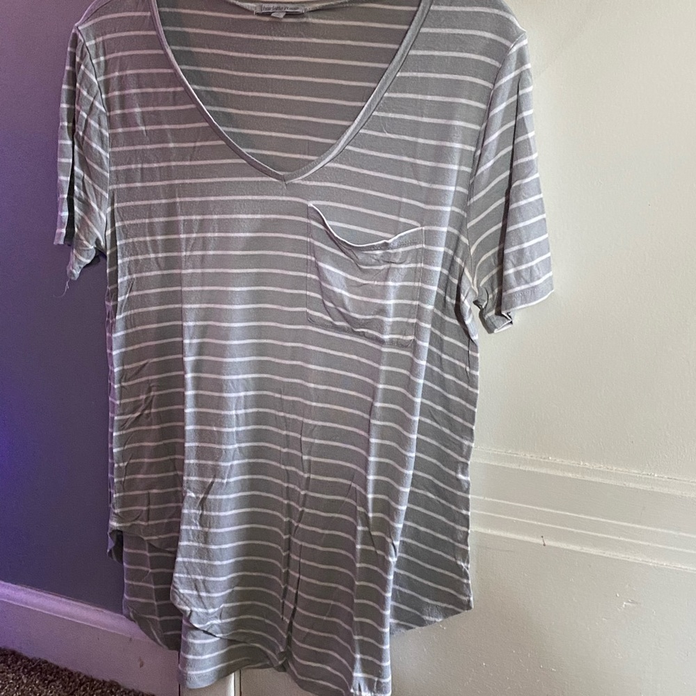 Gray Stripped Short Sleeved Shirt